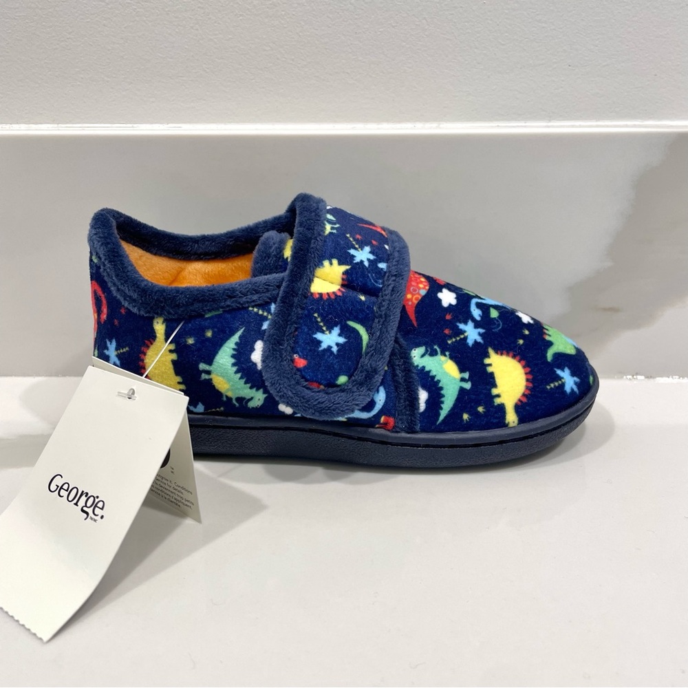 🟠5/$25 NEW George Dinosaur Velcro-Strap Slippers (size 5/6, 7/8 & 9/10)